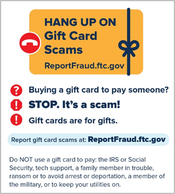 FTC gift card scams toolkit